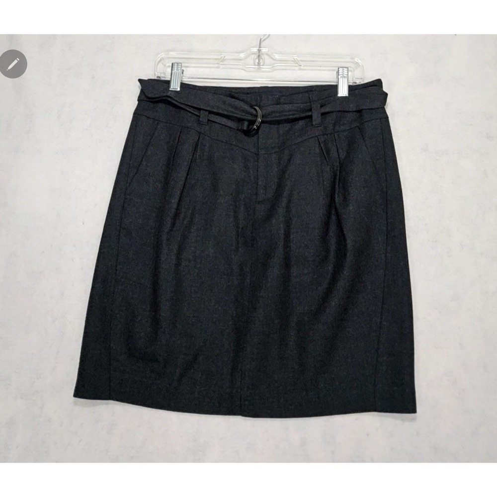 Banana Republic Wool Skirt 6 Stretch Lined Gray Short Office Belted Pockets
